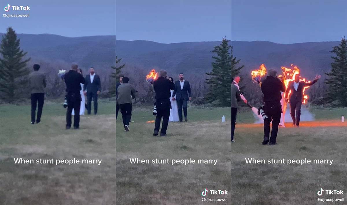 WATCH: TikTok stunt couple go viral with fiery wedding celebration
