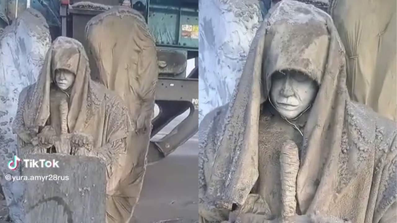 Siberian fallen angel statue found in russia