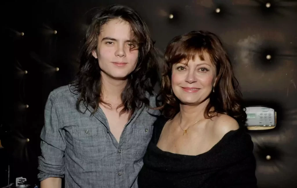 Susan Sarandon (R) and her son Miles Robbins